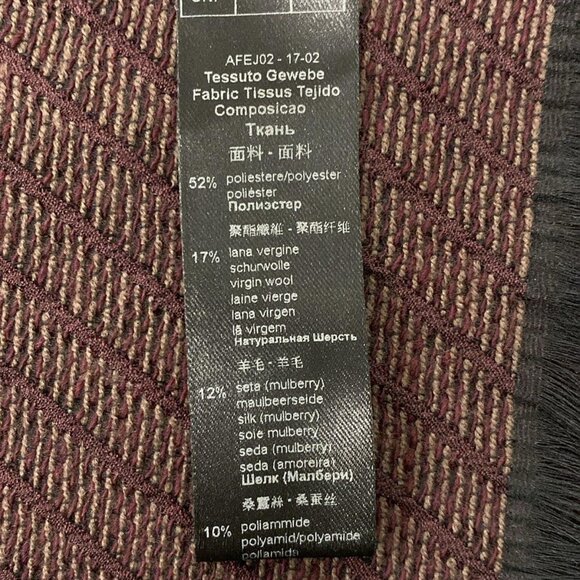 Auth EMPORIO ARMANI - Bordeaux Dark Brown Black Polyester Wool Silk Polyamide - Picture 5 of 6